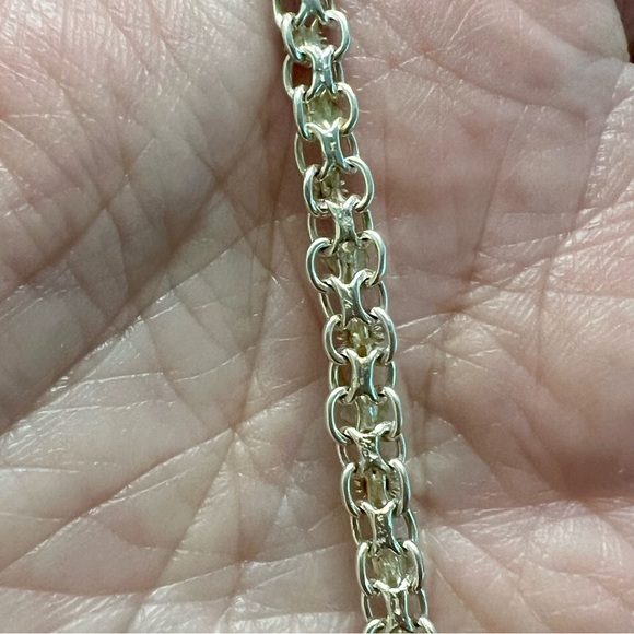 925 Sterling‎ Silver Double Linked Square & Sun Bracelet Signed 7.25” - Picture 3 of 5